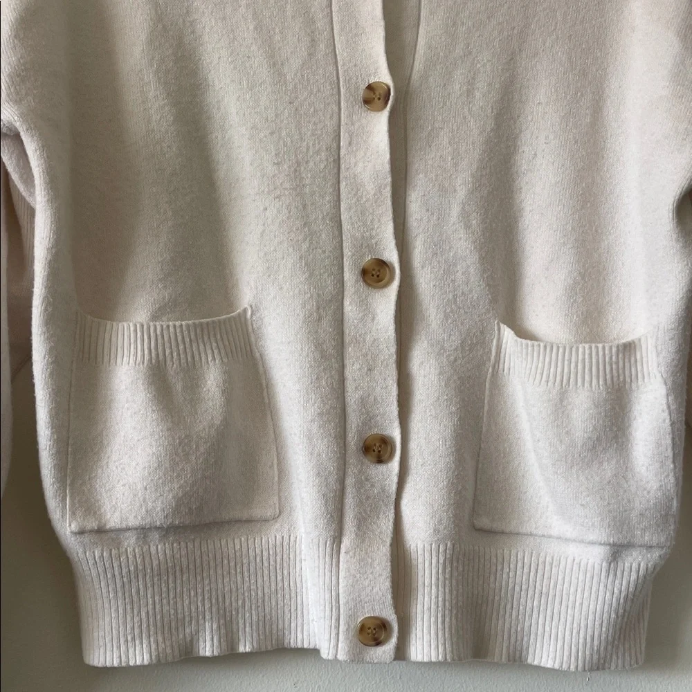 Verve Ami|Women's Preppy Cream Button-Up Sweater with collar|Small|EUC